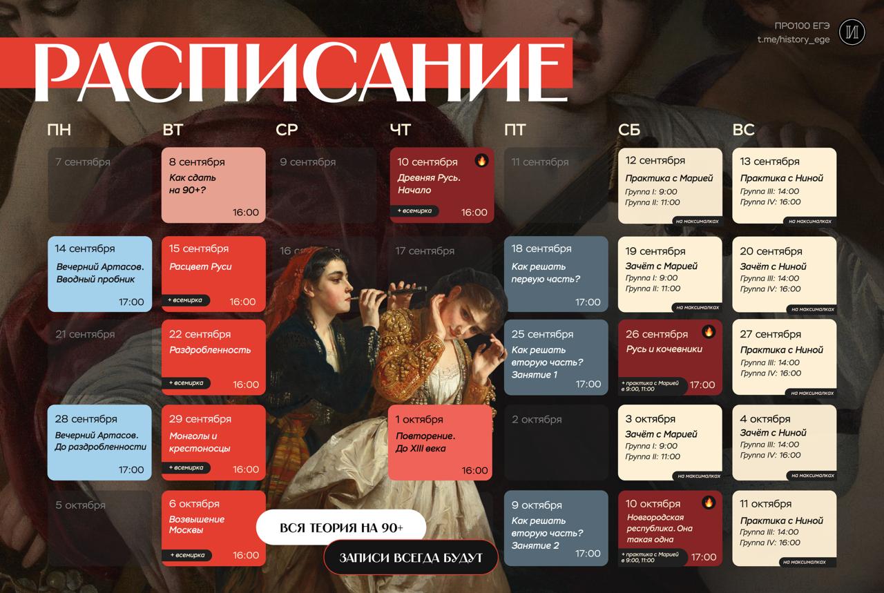Расписание курса История