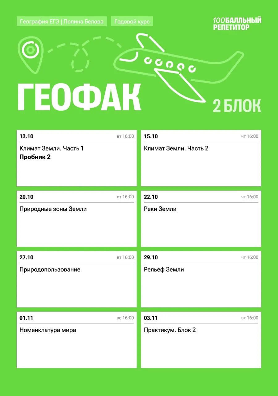 Расписание курса География
